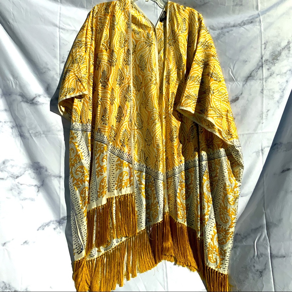 Topshop Silk Fringed Caftan